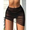 imageSHENHE Womens Mesh Swim Cover Up Skirt Drawstring Sheer Beach Mini Skirt CoverupBlack