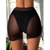 imageSHENHE Womens Mesh Swim Cover Up Skirt Drawstring Sheer Beach Mini Skirt CoverupBlack