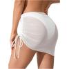 imageSHENHE Womens Mesh Swim Cover Up Skirt Drawstring Sheer Beach Mini Skirt CoverupWhite