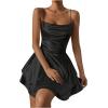 imageSHENHE Womens Open Back Layered Flowy Criss Cross Strappy Backless Sexy Party Mini DressBlack