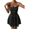 imageSHENHE Womens Open Back Layered Flowy Criss Cross Strappy Backless Sexy Party Mini DressBlack