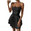 imageSHENHE Womens Open Back Layered Flowy Criss Cross Strappy Backless Sexy Party Mini DressBlack