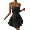 imageSHENHE Womens Open Back Layered Flowy Criss Cross Strappy Backless Sexy Party Mini DressBlack