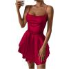 imageSHENHE Womens Open Back Layered Flowy Criss Cross Strappy Backless Sexy Party Mini DressBurgundy