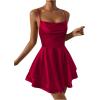 imageSHENHE Womens Open Back Layered Flowy Criss Cross Strappy Backless Sexy Party Mini DressBurgundy