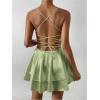 imageSHENHE Womens Open Back Layered Flowy Criss Cross Strappy Backless Sexy Party Mini DressGreen