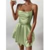 imageSHENHE Womens Open Back Layered Flowy Criss Cross Strappy Backless Sexy Party Mini DressGreen