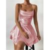 imageSHENHE Womens Open Back Layered Flowy Criss Cross Strappy Backless Sexy Party Mini DressPink