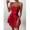 imageSHENHE Womens Open Back Layered Flowy Criss Cross Strappy Backless Sexy Party Mini DressRed