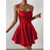 imageSHENHE Womens Open Back Layered Flowy Criss Cross Strappy Backless Sexy Party Mini DressRed
