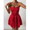 imageSHENHE Womens Open Back Layered Flowy Criss Cross Strappy Backless Sexy Party Mini DressRed