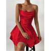 imageSHENHE Womens Open Back Layered Flowy Criss Cross Strappy Backless Sexy Party Mini DressRed