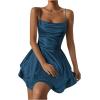 imageSHENHE Womens Open Back Layered Flowy Criss Cross Strappy Backless Sexy Party Mini DressTeal Blue