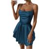 imageSHENHE Womens Open Back Layered Flowy Criss Cross Strappy Backless Sexy Party Mini DressTeal Blue
