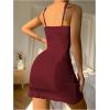 imageSHENHE Womens Ribbed Deep V Neck Floral Print Lace Trim Sexy Nightgown Chemise Slip DressBurgundy