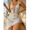 imageSHENHE Womens Ribbed Deep V Neck Floral Print Lace Trim Sexy Nightgown Chemise Slip DressGreen