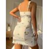 imageSHENHE Womens Ribbed Deep V Neck Floral Print Lace Trim Sexy Nightgown Chemise Slip DressGreen