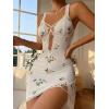 imageSHENHE Womens Ribbed Deep V Neck Floral Print Lace Trim Sexy Nightgown Chemise Slip DressGreen