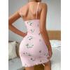 imageSHENHE Womens Ribbed Deep V Neck Floral Print Lace Trim Sexy Nightgown Chemise Slip DressGreen Pink