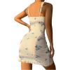 imageSHENHE Womens Ribbed Deep V Neck Floral Print Lace Trim Sexy Nightgown Chemise Slip DressWhite
