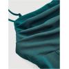 imageSHENHE Womens Ruched Corset Dress Spaghetti Strap Fit and Flare Flowy Skater Mini Cami DressDark Green