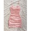 imageSHENHE Womens Sexy Bustier Dress Ruched Bodycon Spaghetti Strap Party Night Mini DressFloral Light Pink