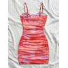 imageSHENHE Womens Sexy Bustier Dress Ruched Bodycon Spaghetti Strap Party Night Mini DressTie Dye Pink
