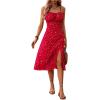 imageSHENHE Womens Split Thigh Spaghetti Strap Floral Backless Casual Boho Midi Cami Dress Red Large