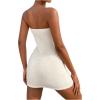 imageSHENHE Womens Strapless Tie Front Cut Out Backless Tube Dress Bodycon Mini DressBeige