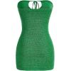 imageSHENHE Womens Strapless Tie Front Cut Out Backless Tube Dress Bodycon Mini DressGreen