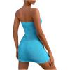 imageSHENHE Womens Strapless Tie Front Cut Out Backless Tube Dress Bodycon Mini DressMint Blue