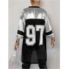 imageSHENHE Womens Y2k Oversized Mesh Jersey Dress Number Print Half Sleeve Short Tshirt DressSilver