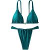 imageSHENHE Womens 2 Piece Swimsuits Triangle Bathing Suit Tie Back Sexy Thong Bikini SetTeal Blue