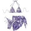imageSHENHE Womens 3 Piece Bathing Suit Floral Halter Tie Back Thong Bikini Set with Sarong Cover UpsPurple