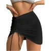 imageSHENHE Womens Bikini Cover Up Skirt Ruched Drawstring Bodycon Beach Mini Skirt CoverupsBlack
