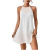 imageSHENHE Womens Casual Sleeveless Halter Neck Flared A Line Tunic Cami Mini DressesWhite