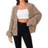 imageSHENHE Womens Color Block Open Front Long Sleeve Ribbed Knit Cropped Cardigan SweatersKhaki