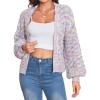 imageSHENHE Womens Color Block Open Front Long Sleeve Ribbed Knit Cropped Cardigan SweatersRainbow Multi