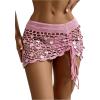 imageSHENHE Womens Crochet Bikini Cover Up Sequin Hollow Out Beach Mini Skirt Swimsuit Cover UpsPink