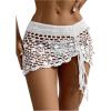 imageSHENHE Womens Crochet Bikini Cover Up Sequin Hollow Out Beach Mini Skirt Swimsuit Cover UpsWhite