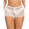 imageSHENHE Womens Crochet Coverups Hollow Out Tie Waist See Through Boho ShortsWhite