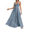 imageSHENHE Womens Deep V Neck Tie Knot Backless Halter Dress A Line Flowy Ruffle Maxi DressDusty Blue
