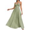 imageSHENHE Womens Deep V Neck Tie Knot Backless Halter Dress A Line Flowy Ruffle Maxi DressGreen