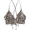 imageSHENHE Womens Leopard Criss Cross V Neck Bikini Top Animal Print Sexy Swimsuit TopBlack
