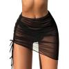 imageSHENHE Womens Mesh Swim Cover Up Skirt Drawstring Sheer Beach Mini Skirt CoverupBlack