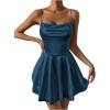 imageSHENHE Womens Open Back Layered Flowy Criss Cross Strappy Backless Sexy Party Mini DressTeal Blue