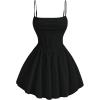 imageSHENHE Womens Ruched Corset Dress Spaghetti Strap Fit and Flare Flowy Skater Mini Cami DressBlack
