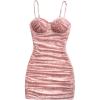imageSHENHE Womens Sexy Bustier Dress Ruched Bodycon Spaghetti Strap Party Night Mini DressFloral Light Pink