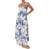 imageSHENHE Womens Tiered Boho Maxi Dress Patterned Flowy Dress Smocked Ruffle Summer VacationBlue