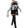 imageSHENHE Womens Y2k Oversized Mesh Jersey Dress Number Print Half Sleeve Short Tshirt DressSilver